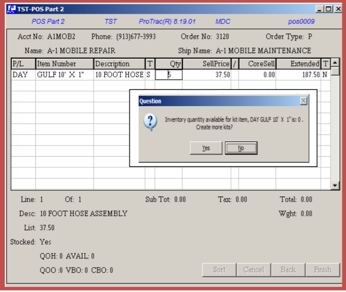 screenshot of ProTrac