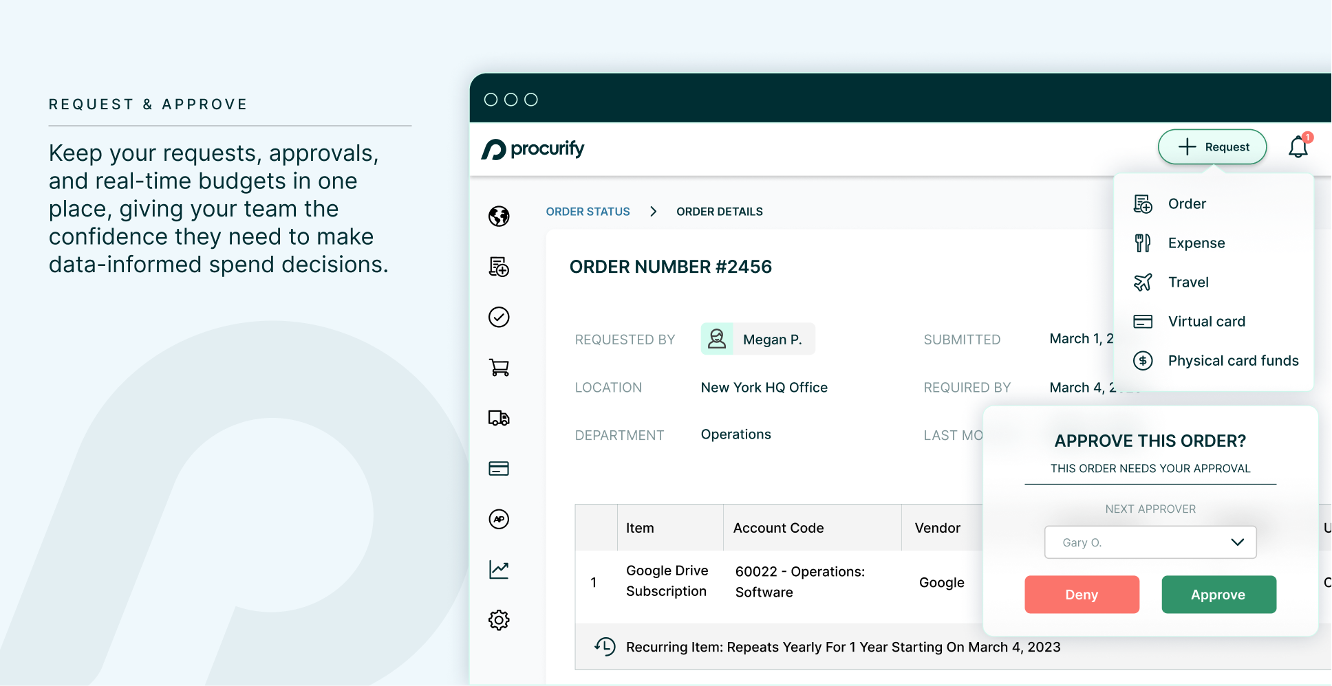 screenshot of Procurify