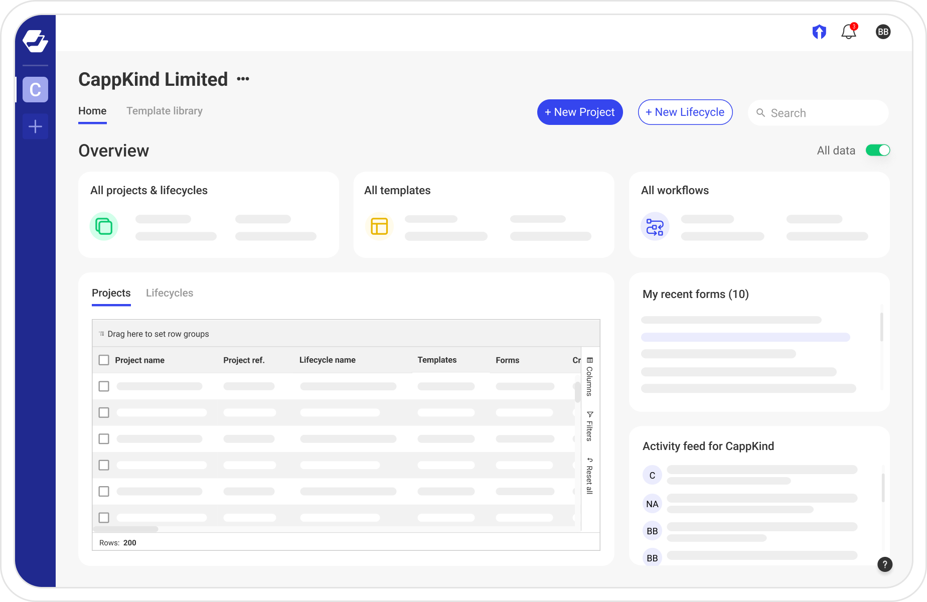 screenshot of ProjectDeck