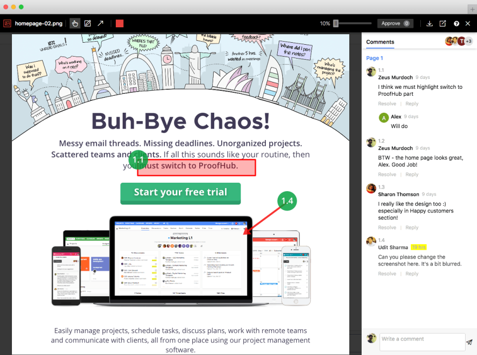 screenshot of ProofHub