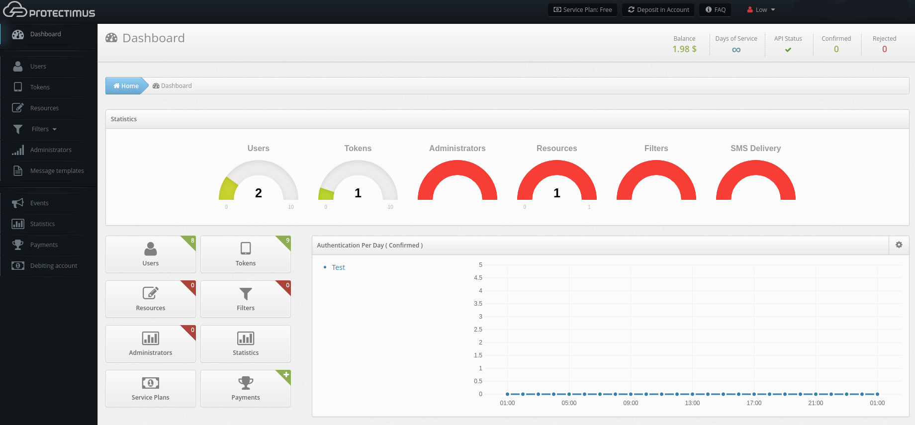 screenshot of Protectimus