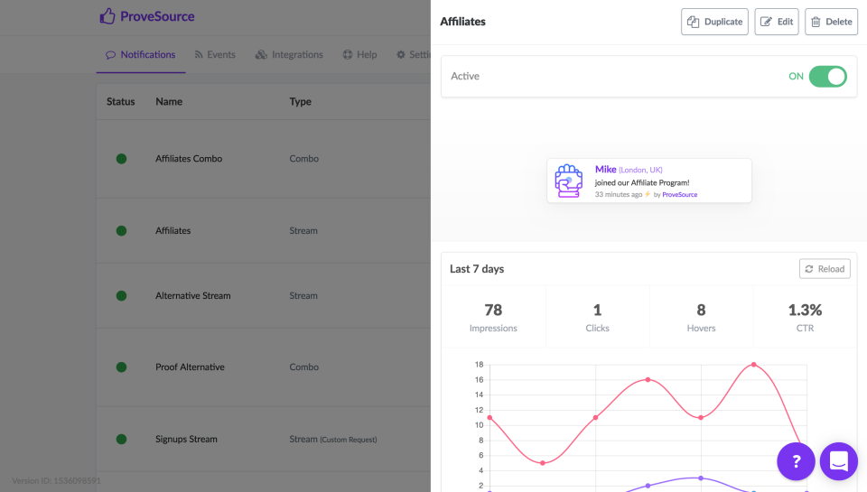 screenshot of ProveSource