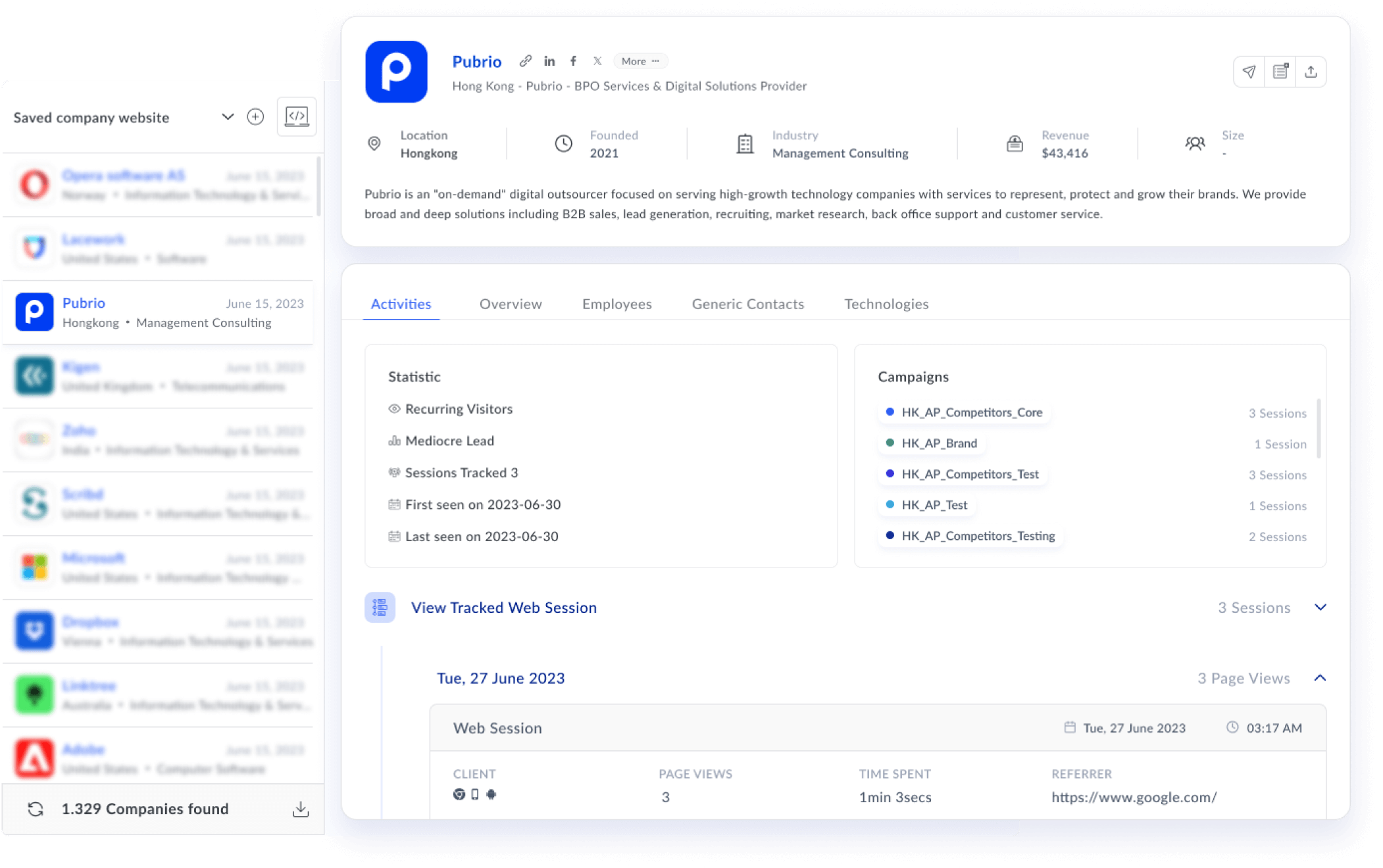 screenshot of Pubrio