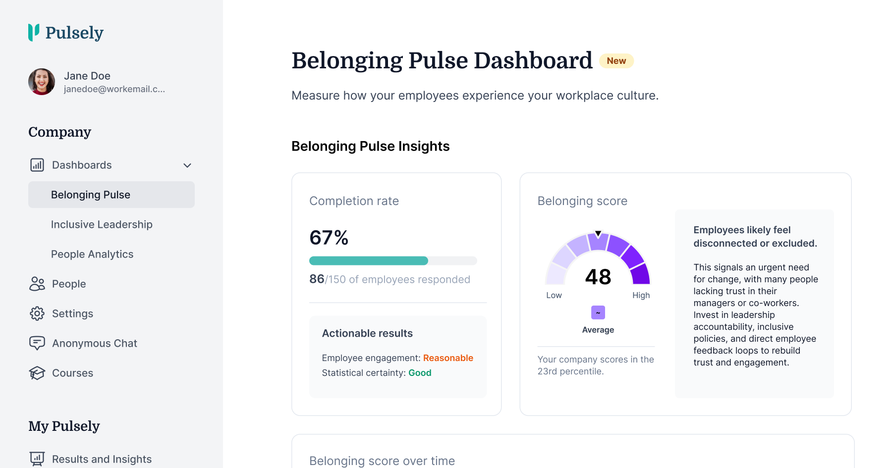 screenshot of Pulsely