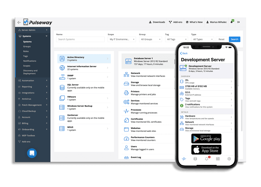 screenshot of Pulseway