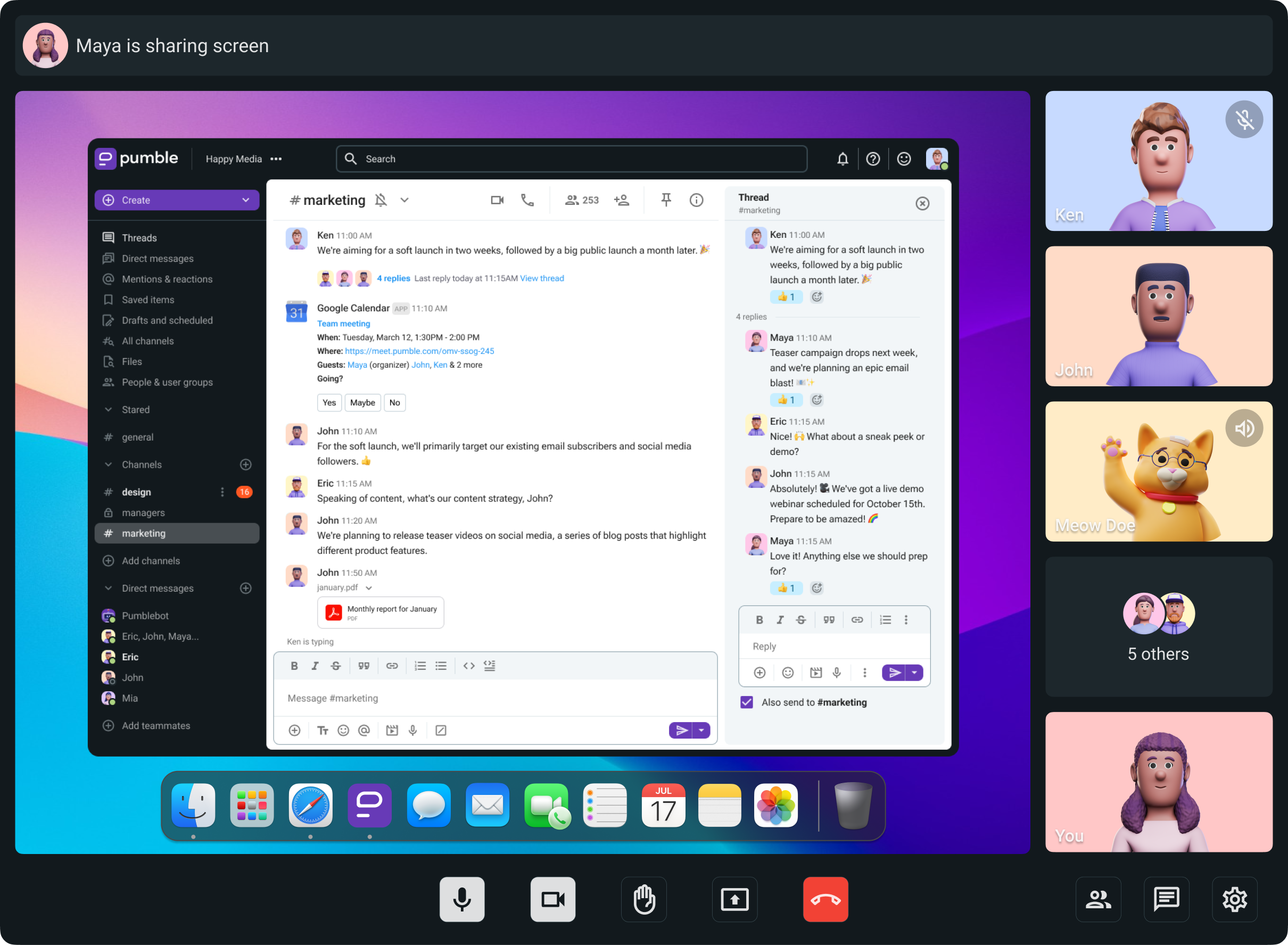 screenshot of Pumble