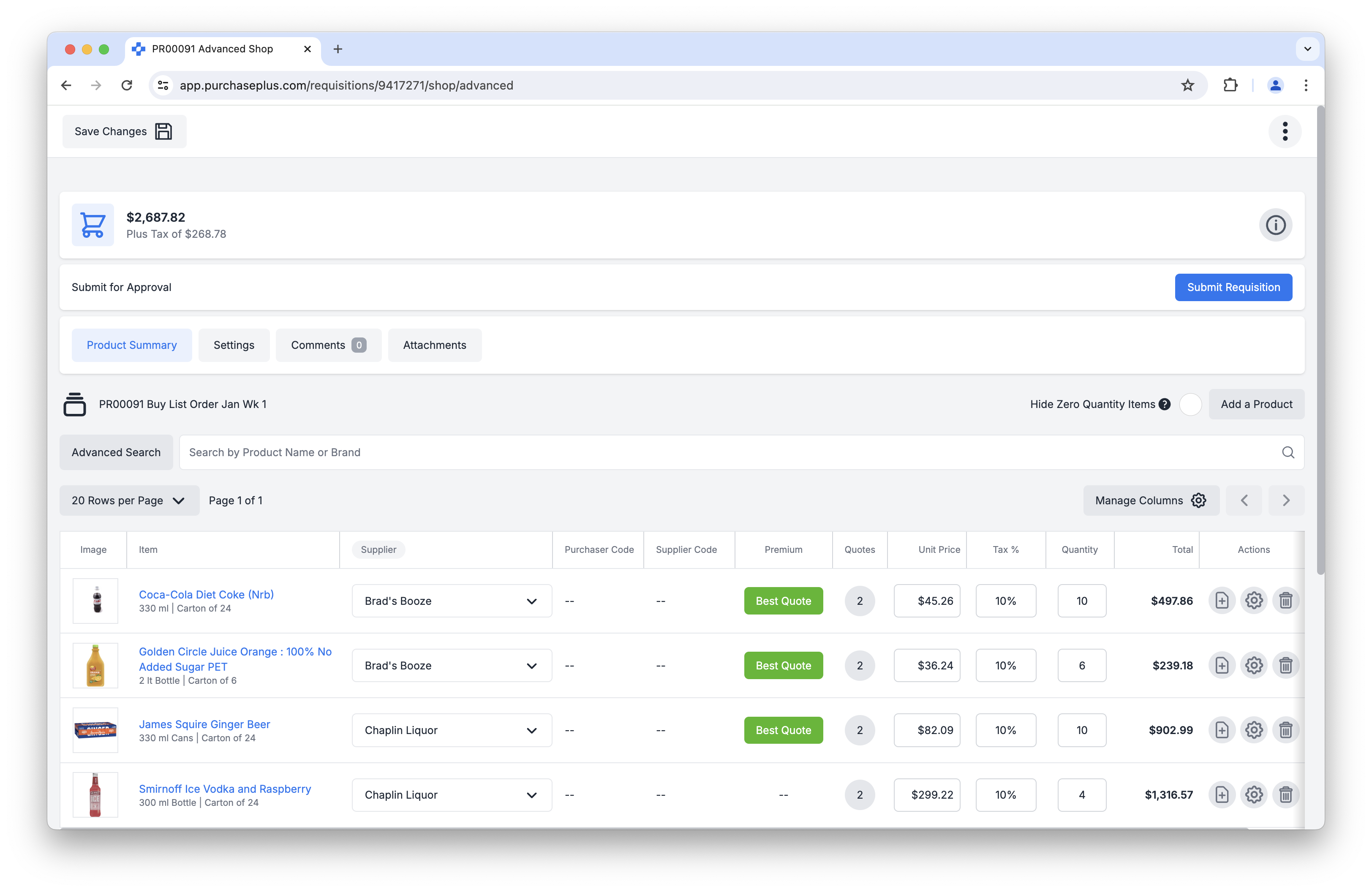 screenshot of PurchasePlus