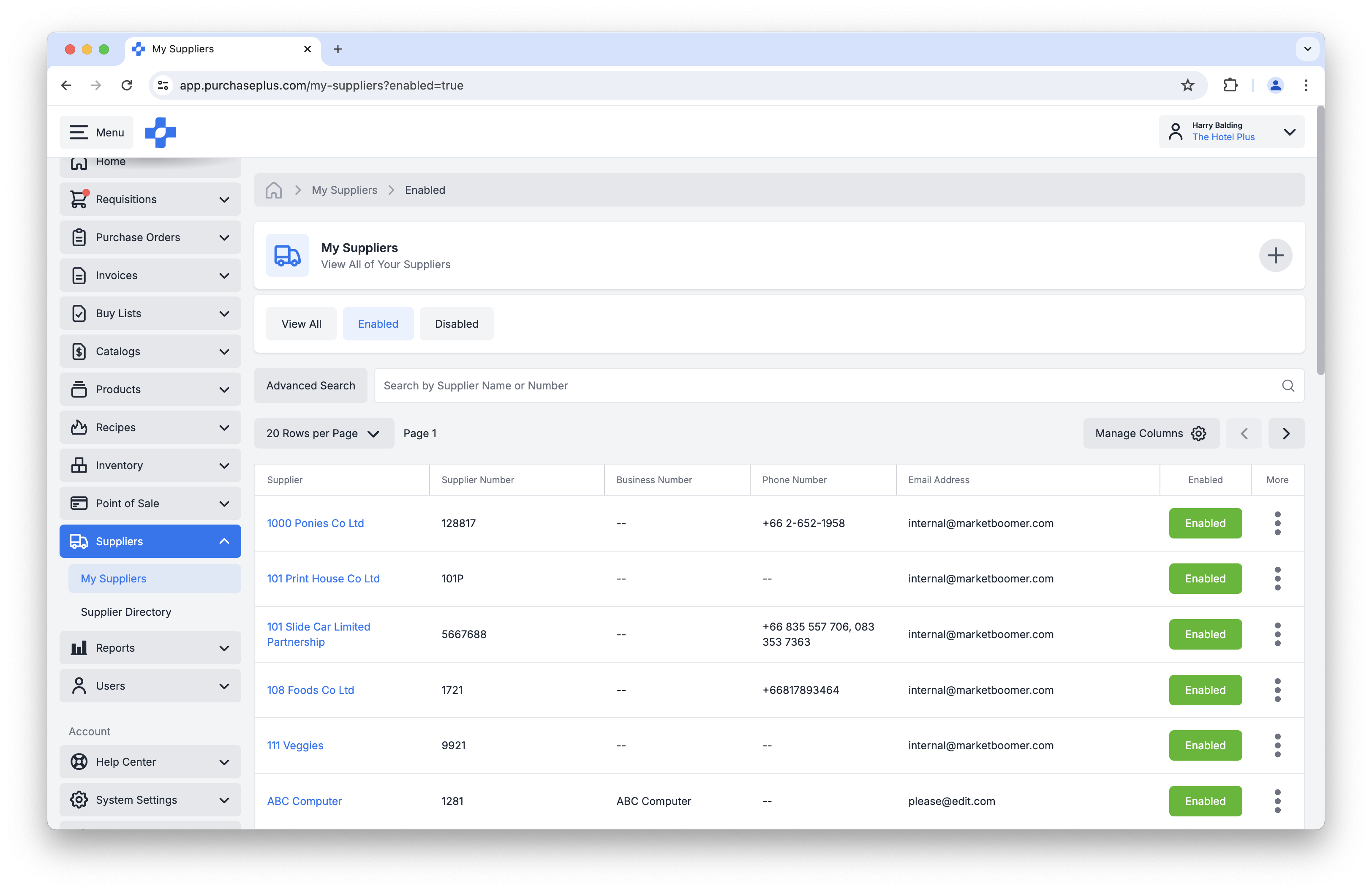 screenshot of PurchasePlus