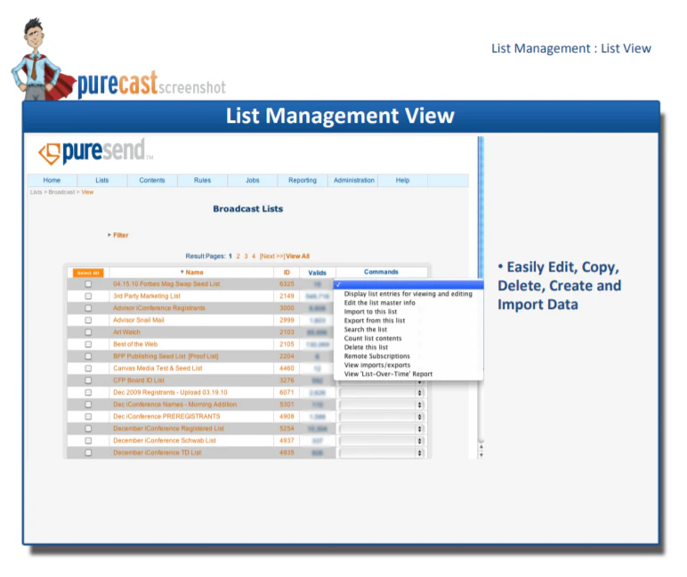 screenshot of Purecast