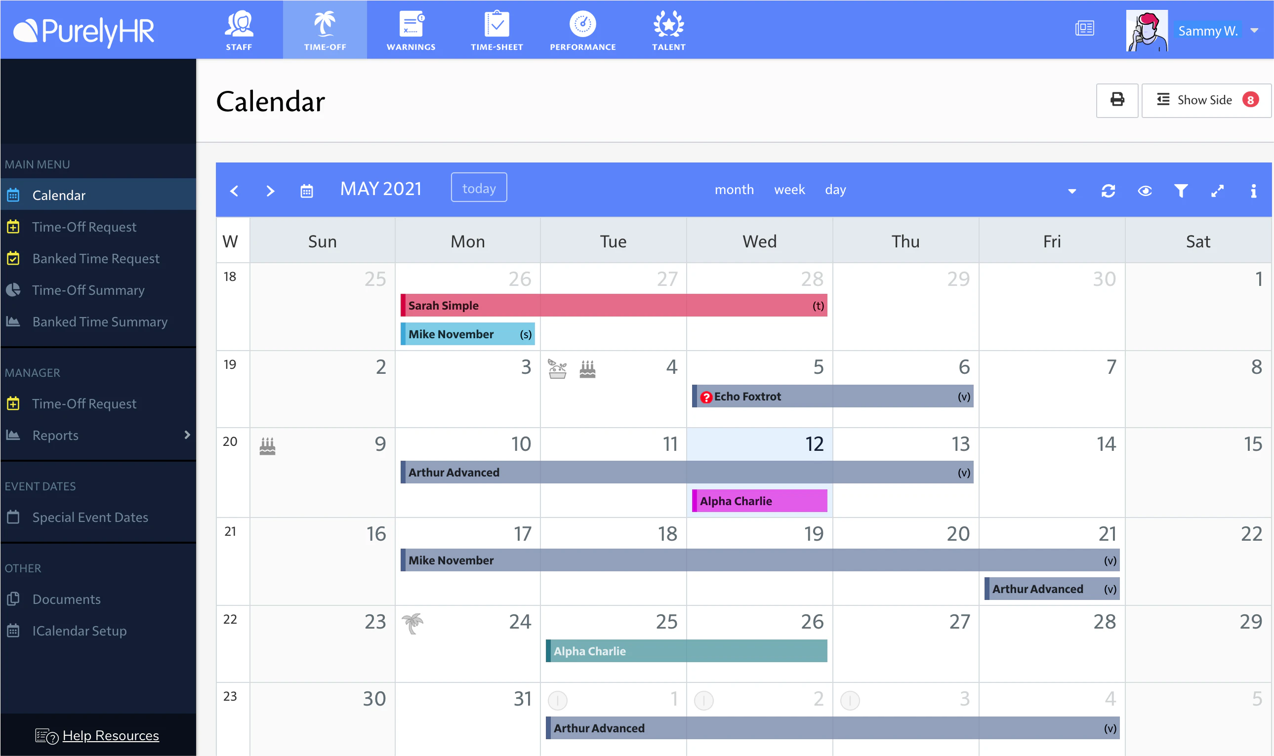 screenshot of PurelyHR