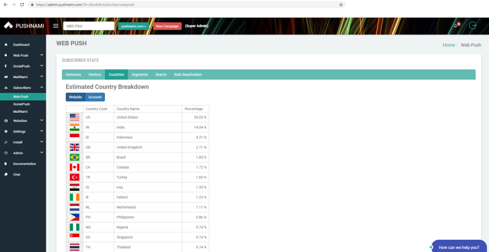 screenshot of PushNami