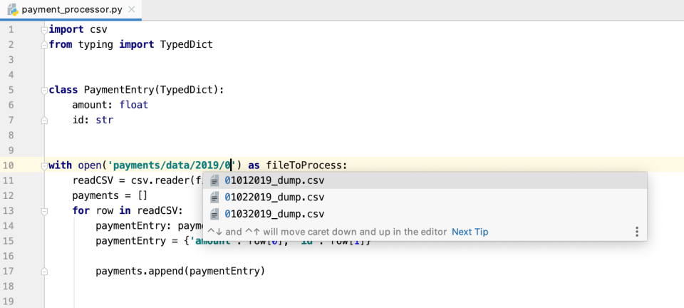 screenshot of PyCharm