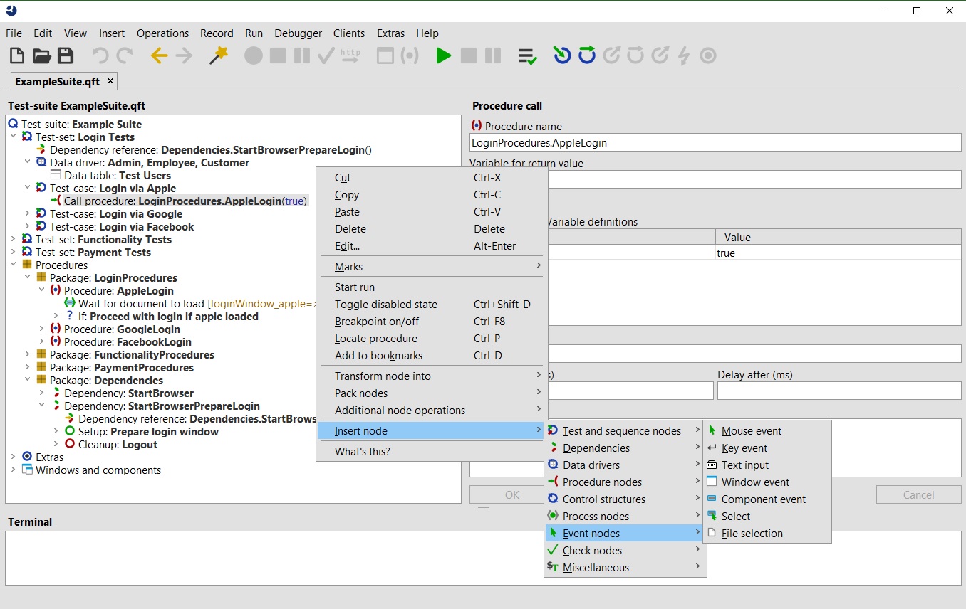 screenshot of QF-Test