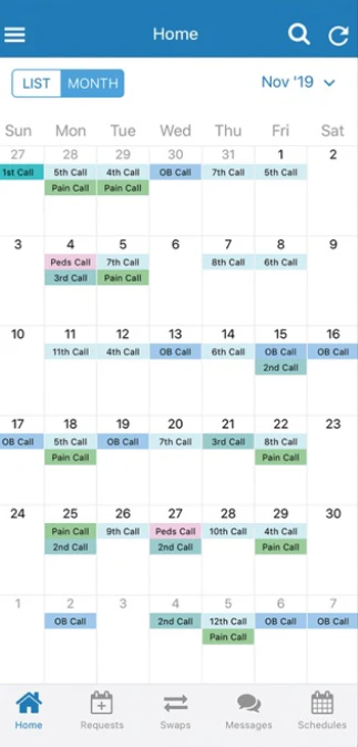 screenshot of QGenda