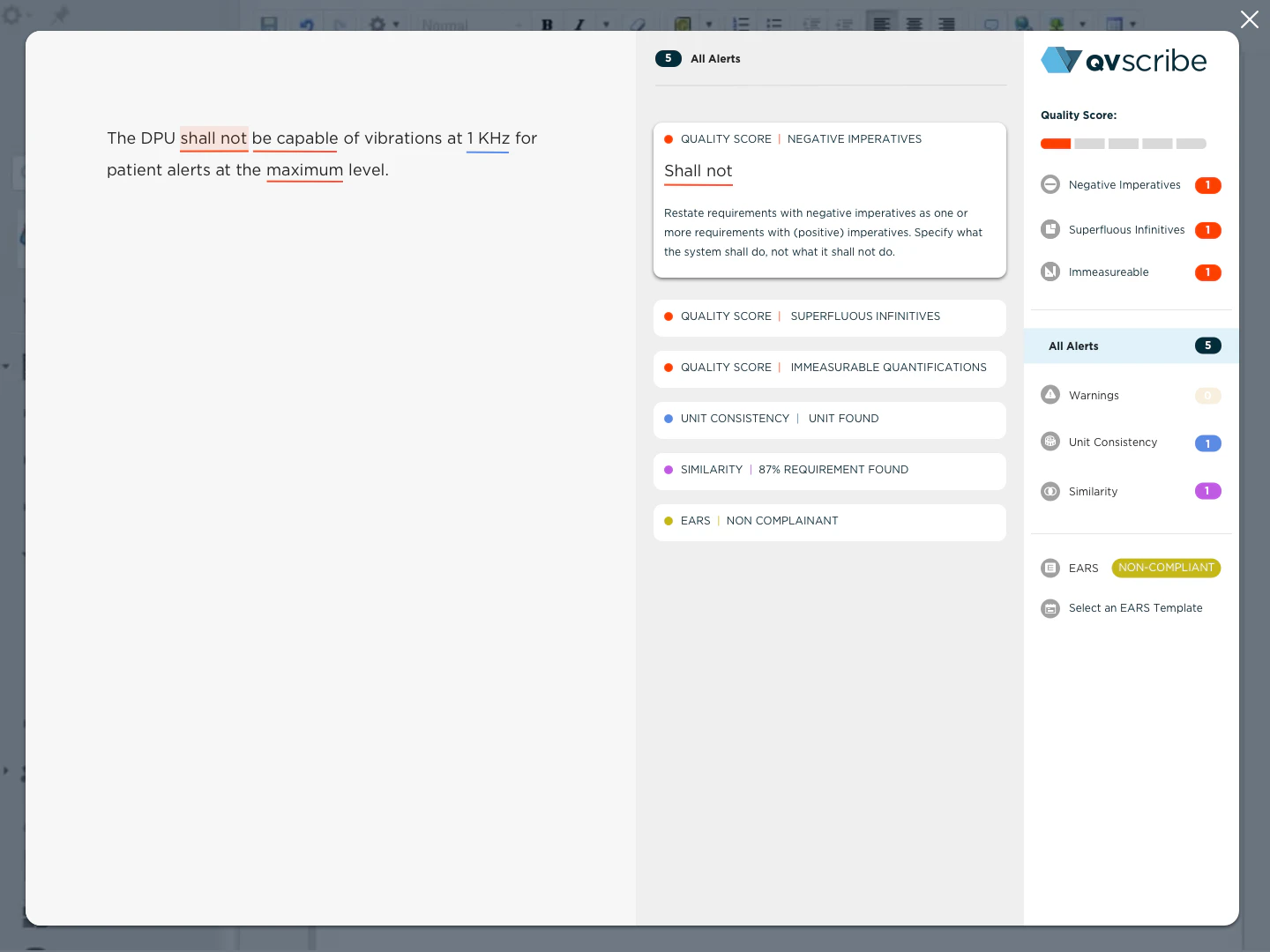 screenshot of QVscribe