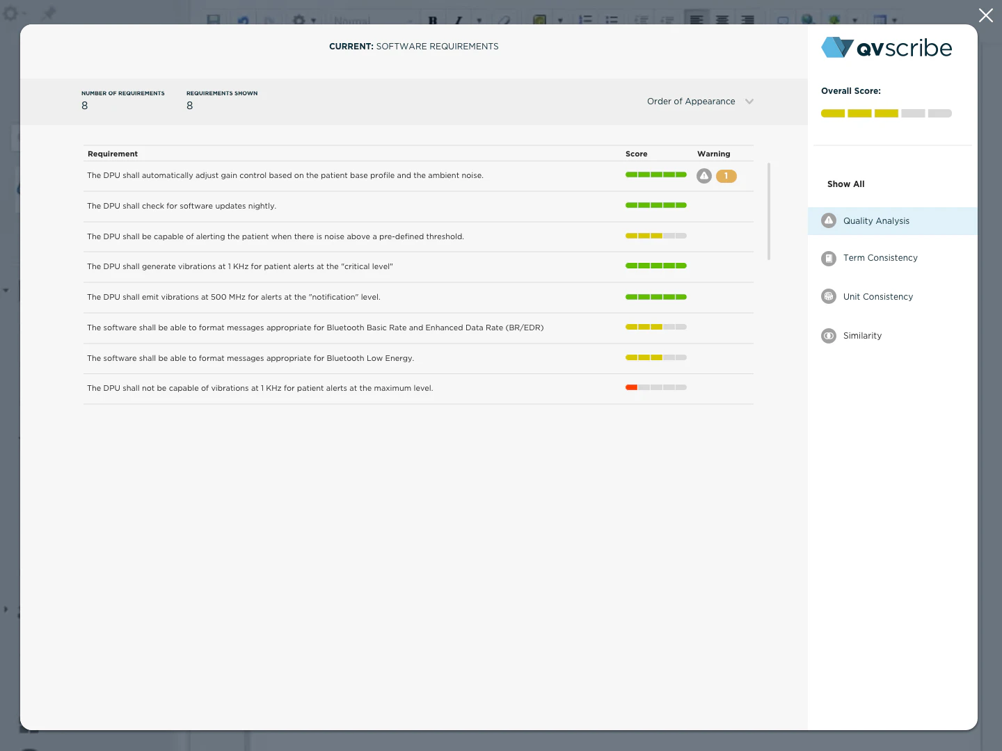 screenshot of QVscribe