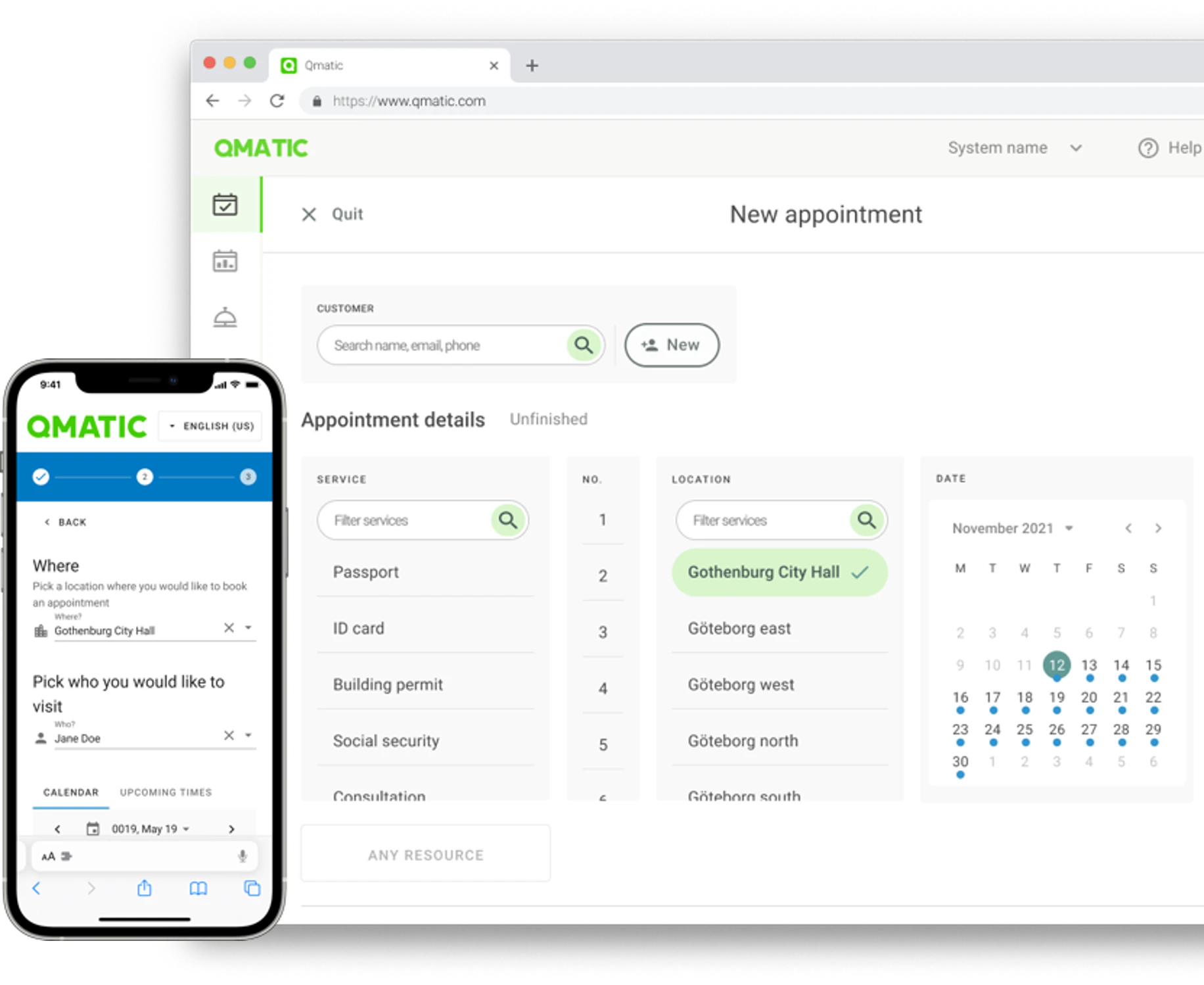 screenshot of Qmatic