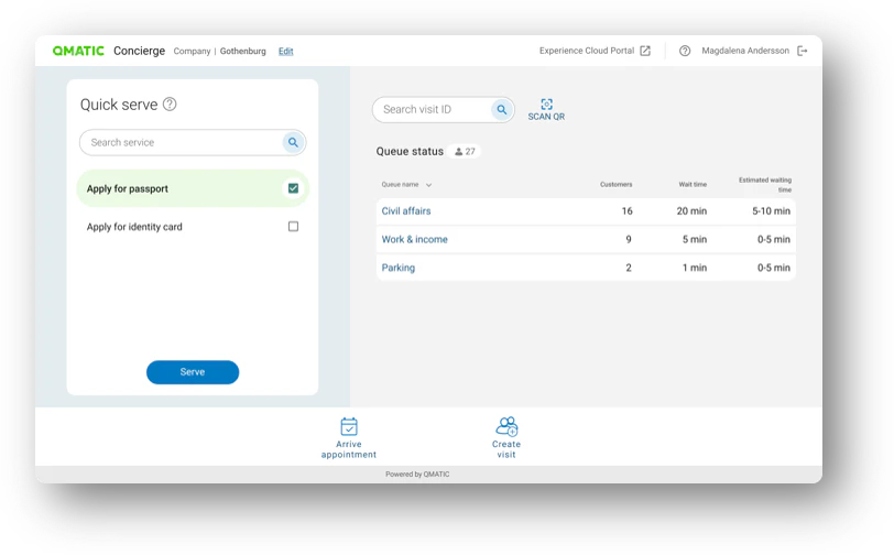 screenshot of Qmatic
