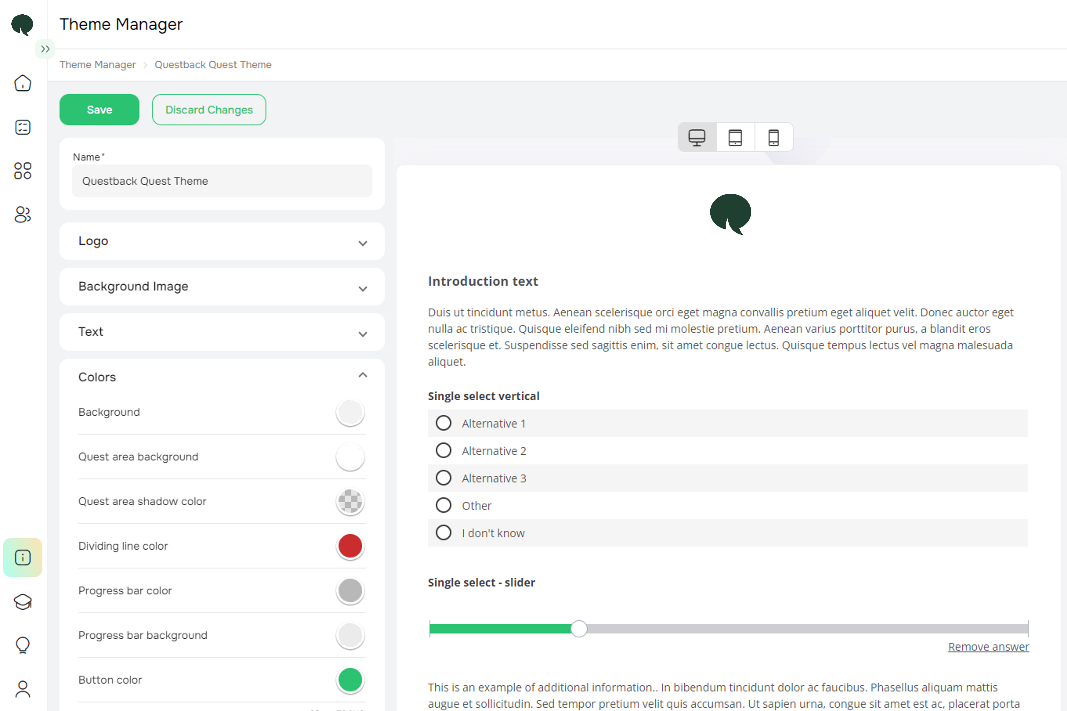 screenshot of Questback