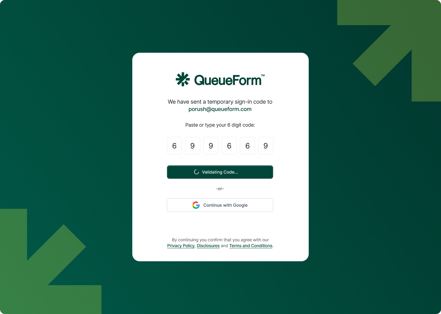 screenshot of QueueForm