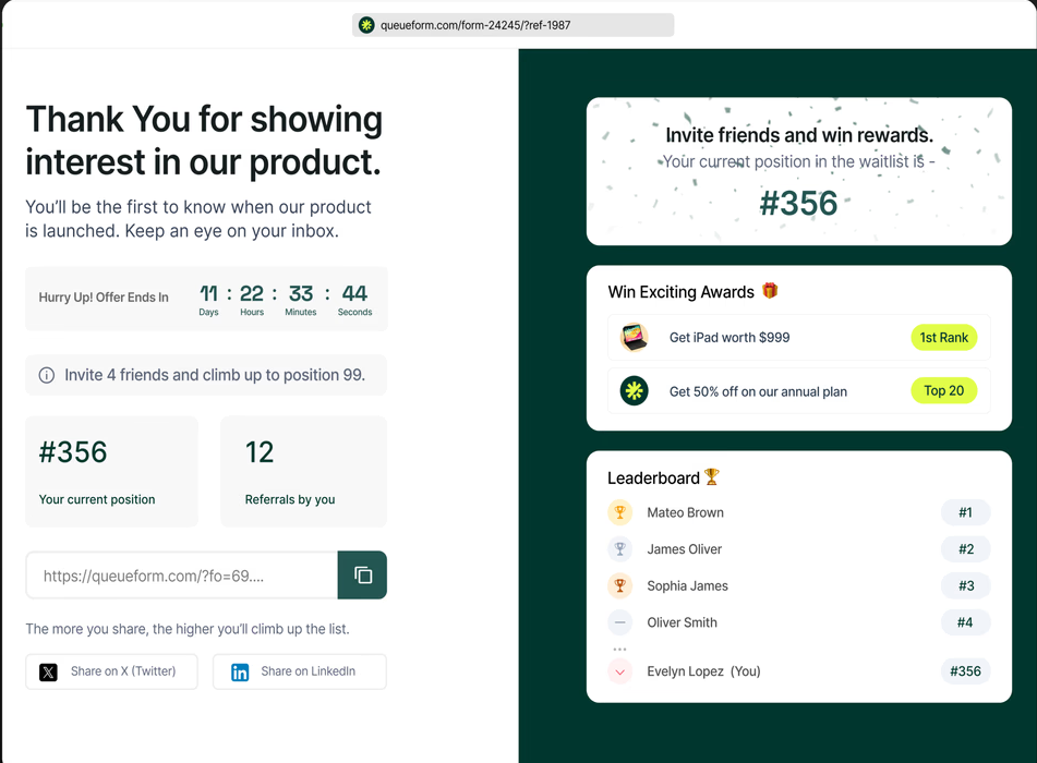 screenshot of QueueForm