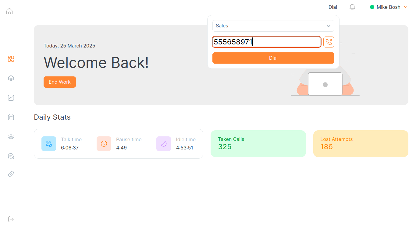 screenshot of QueueMetrics