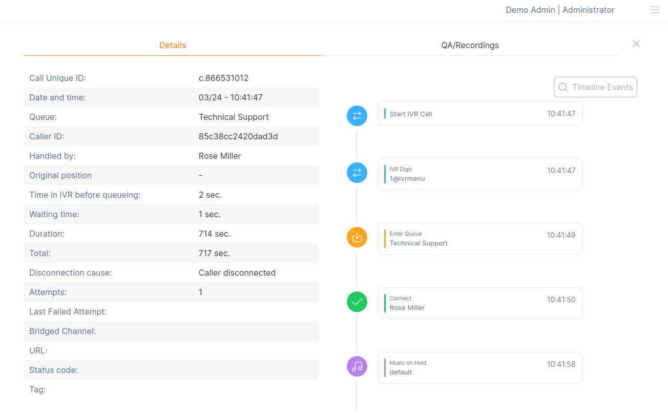 screenshot of QueueMetrics