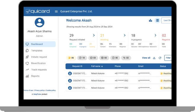 screenshot of QuiCard