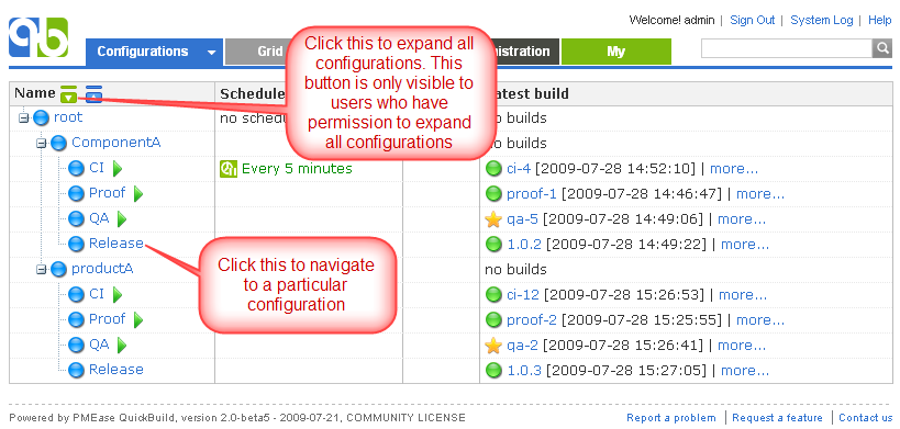 screenshot of QuickBuild