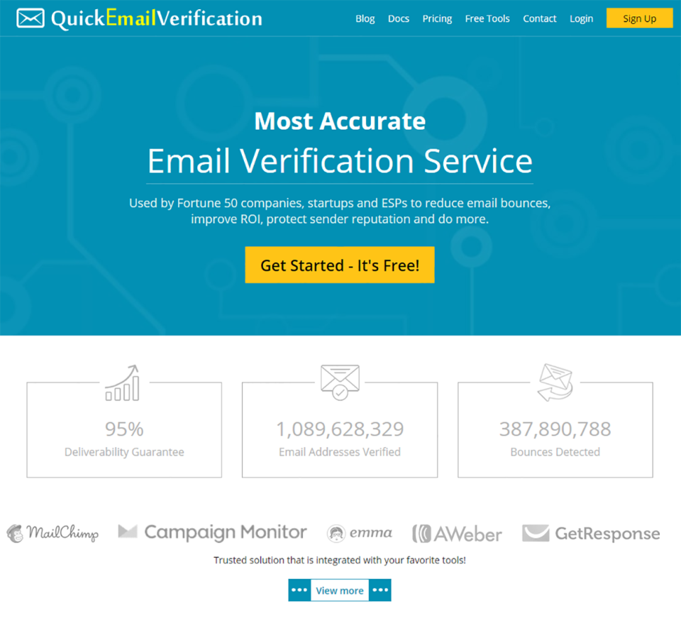 screenshot of QuickEmailVerification