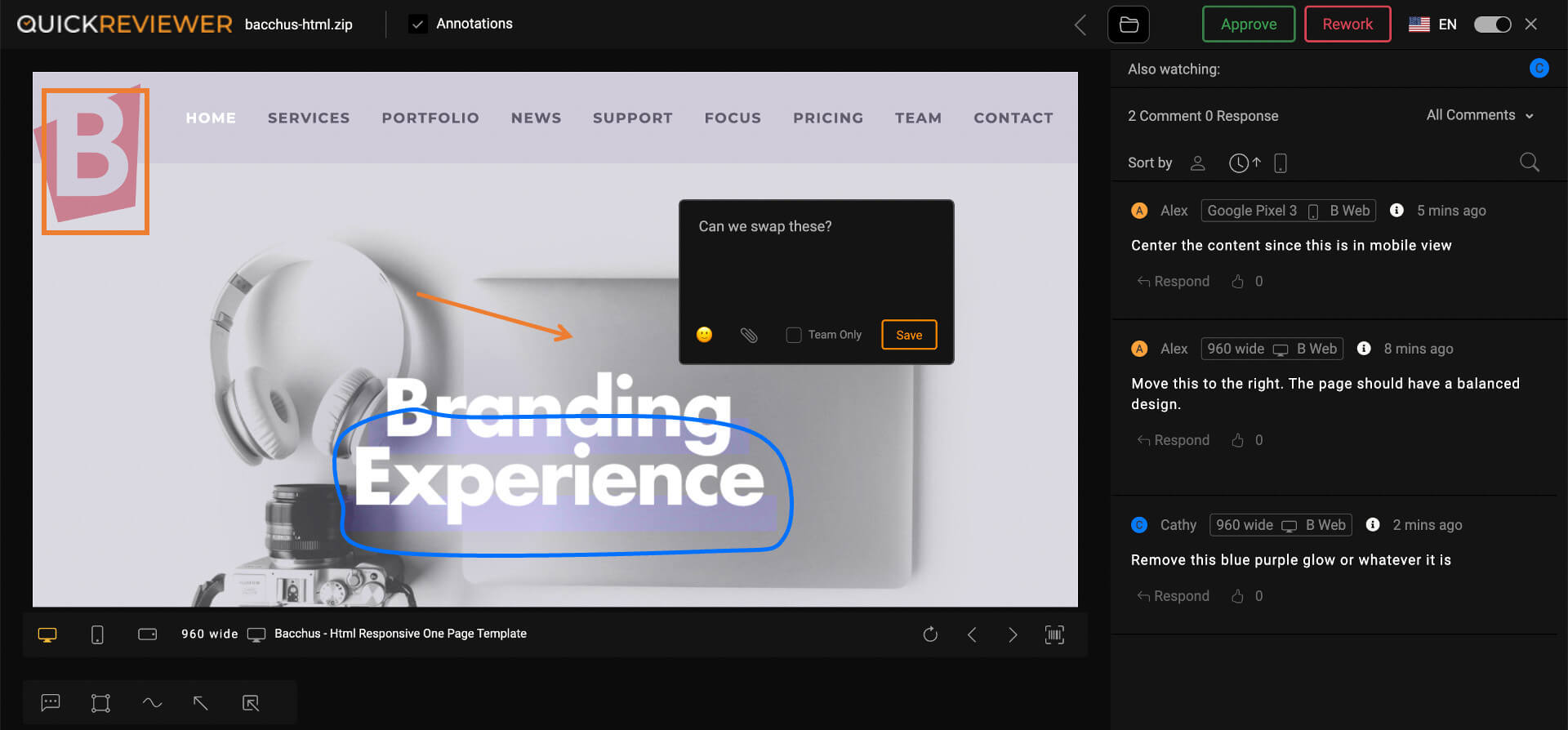 screenshot of QuickReviewer
