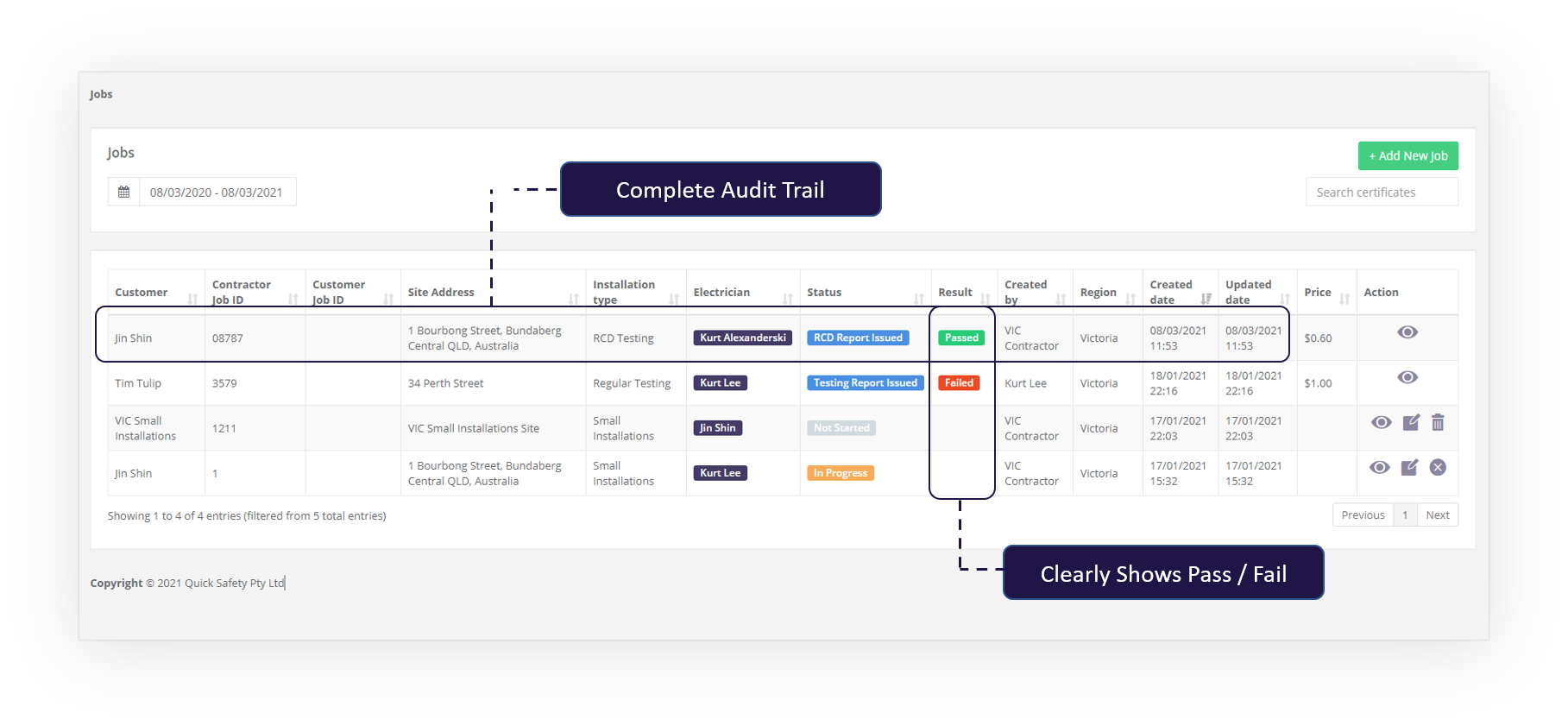 screenshot of QuickSafety