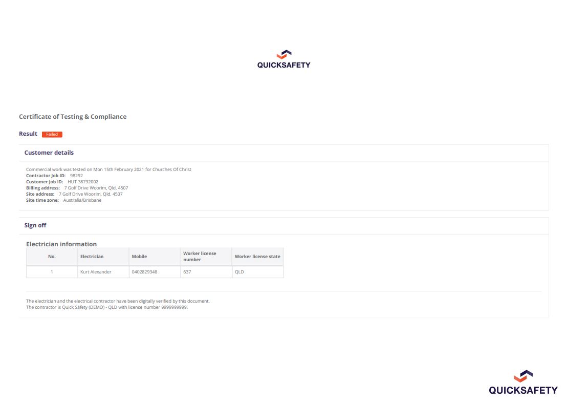 screenshot of QuickSafety