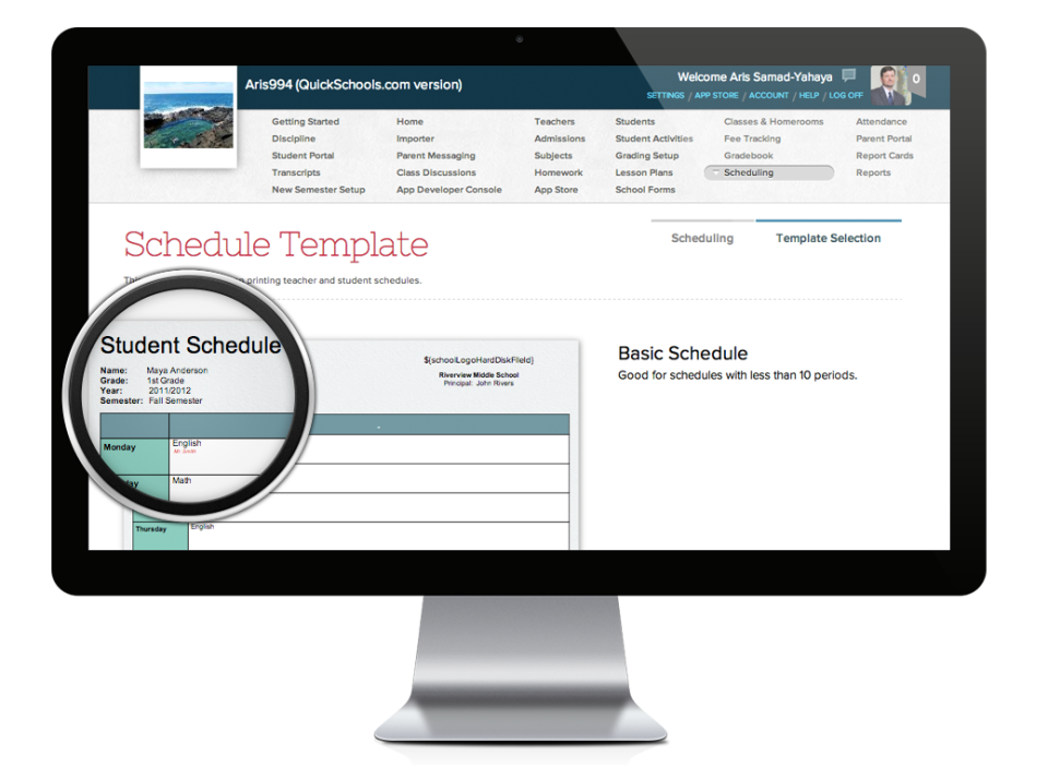 screenshot of QuickSchools.com