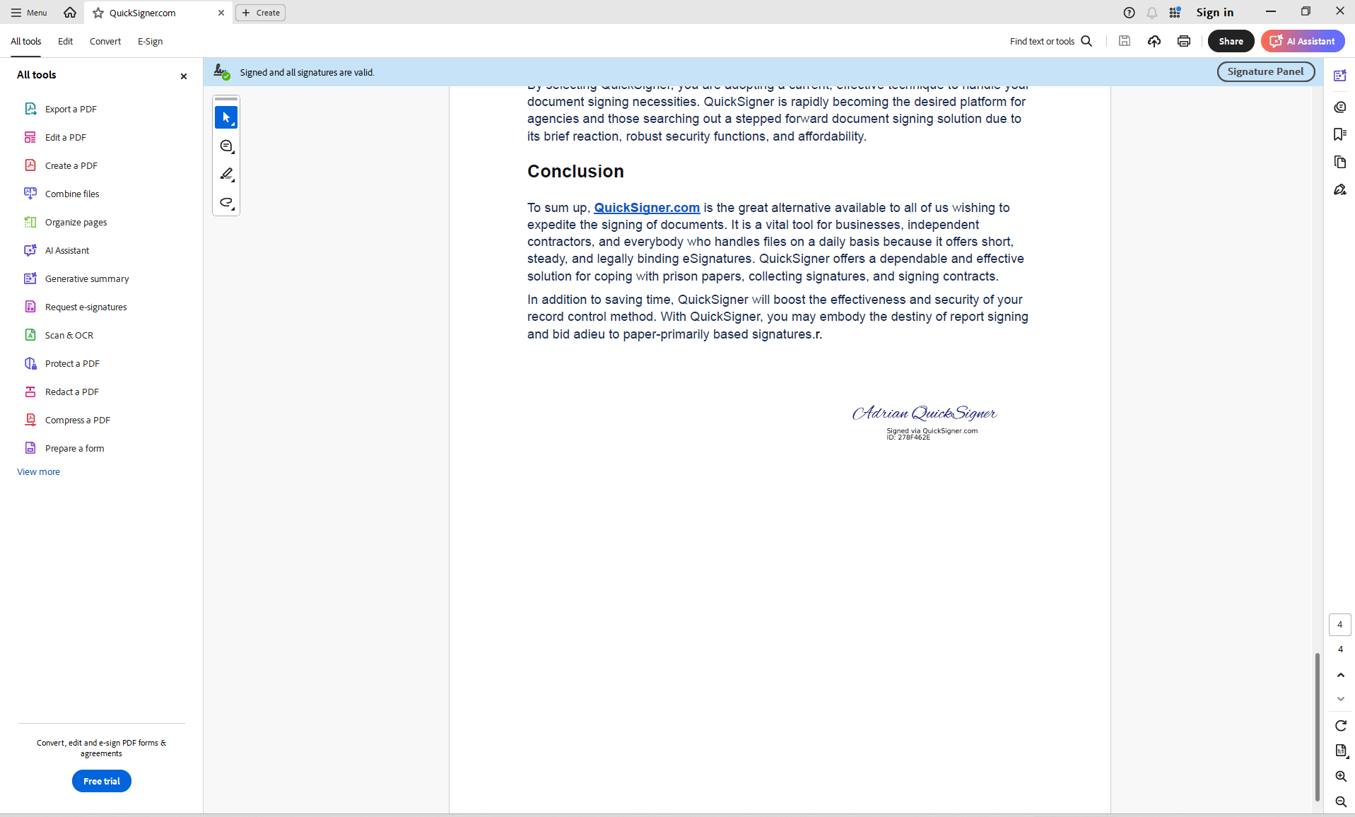 screenshot of QuickSigner