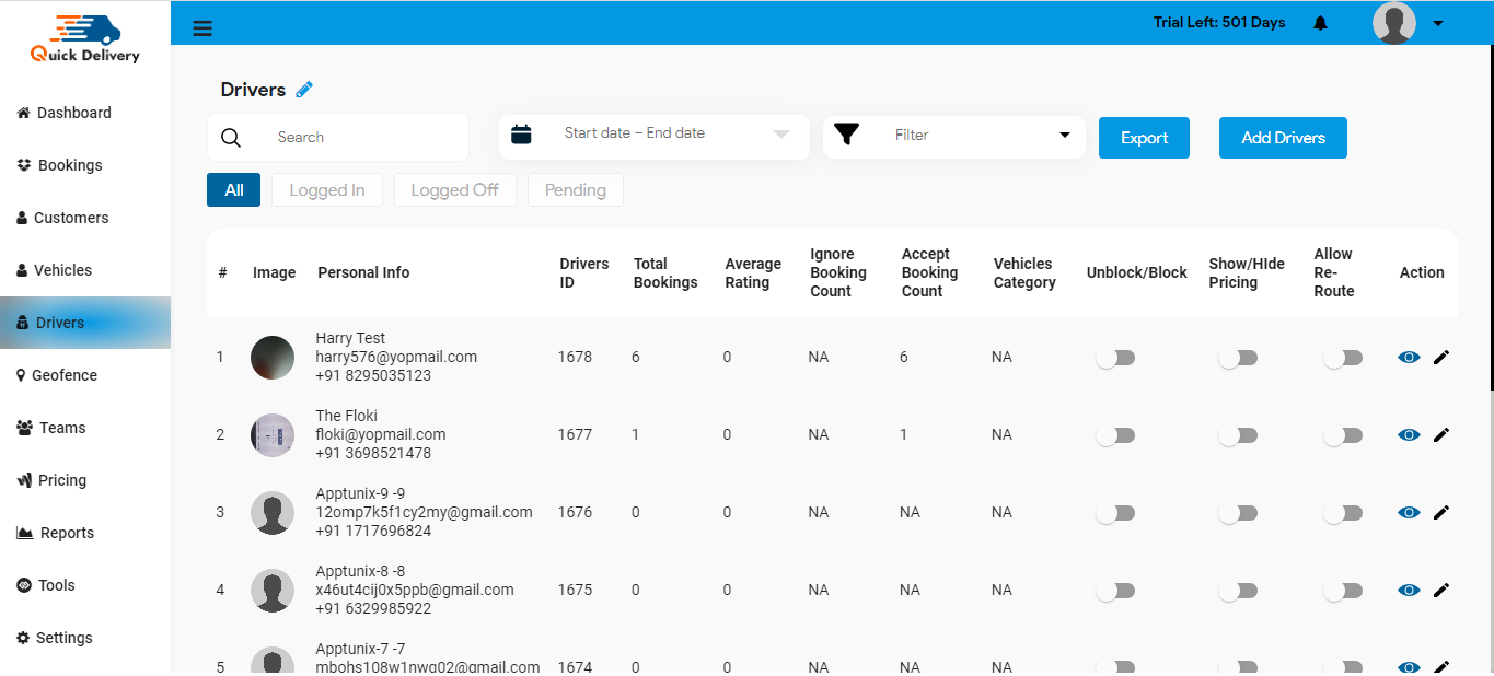 screenshot of Quickdelivery