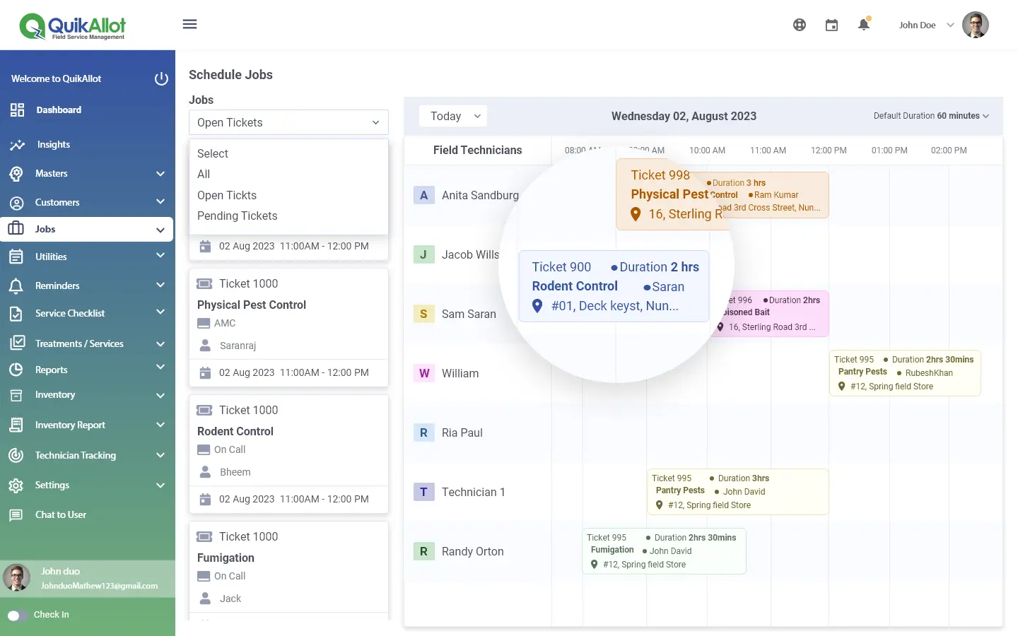 screenshot of QuikAllot