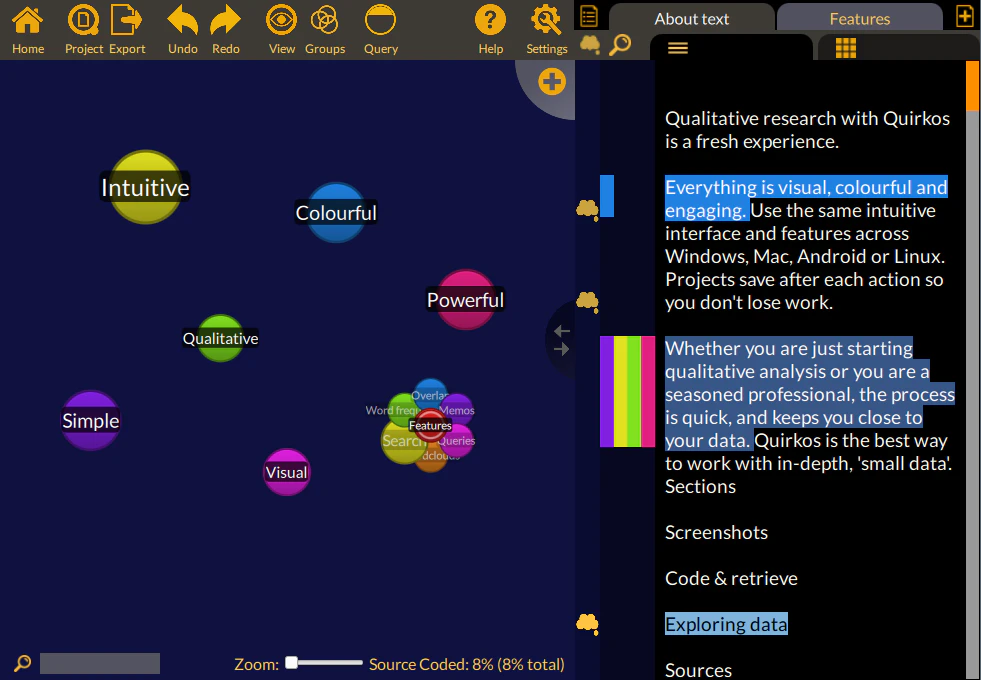 screenshot of Quirkos