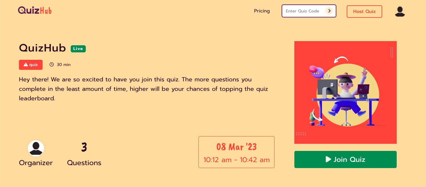 screenshot of QuizHub