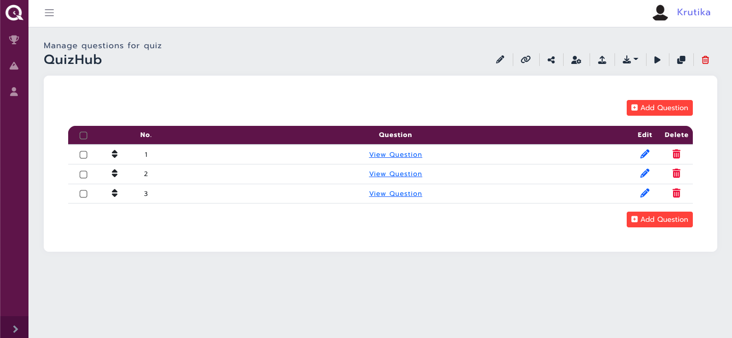 screenshot of QuizHub