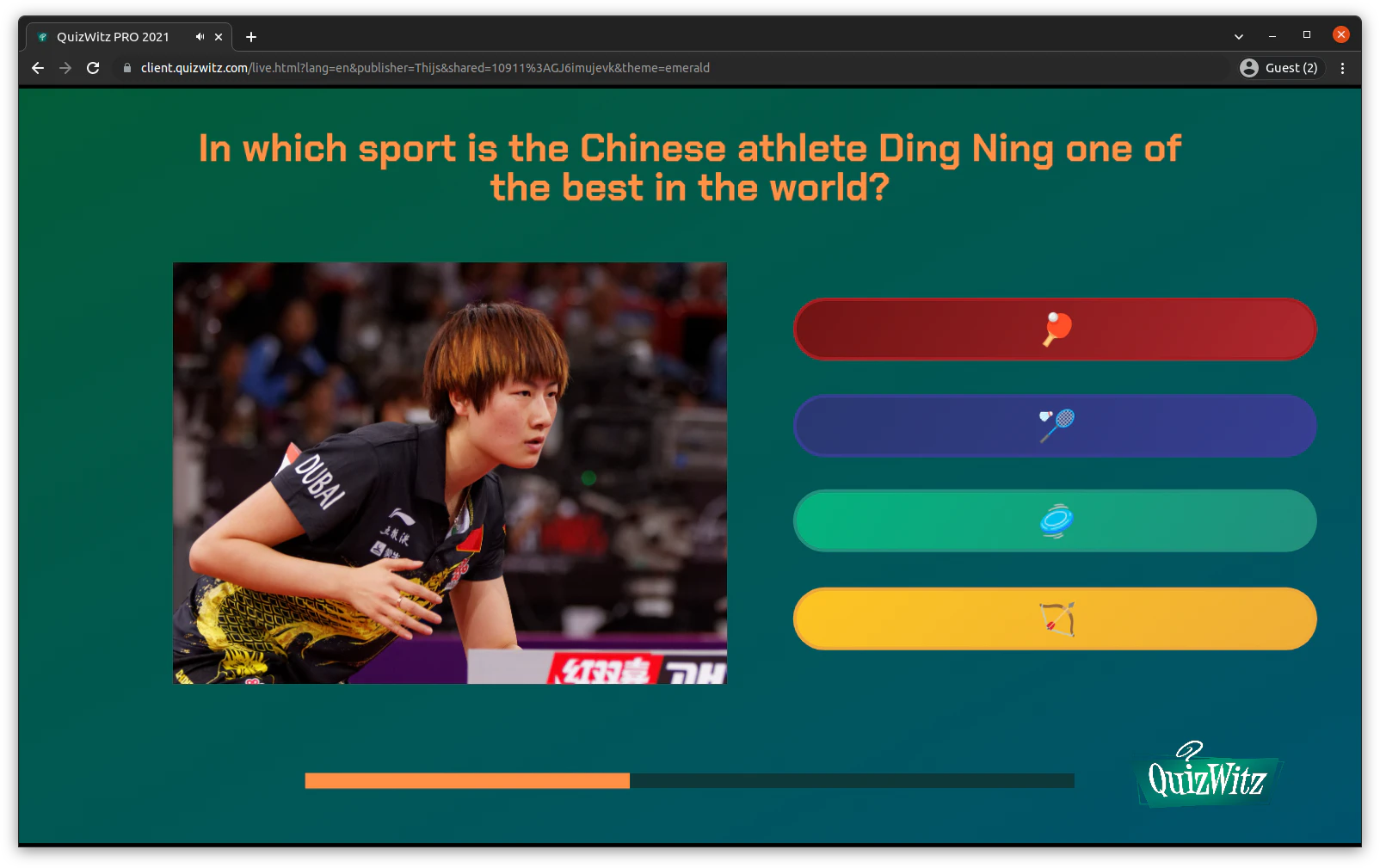 screenshot of QuizWitz