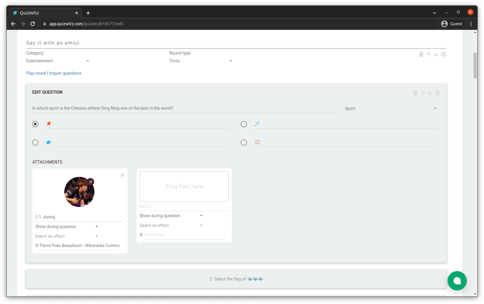 screenshot of QuizWitz