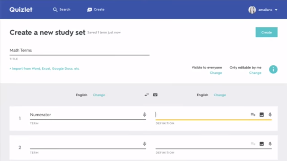 screenshot of Quizlet