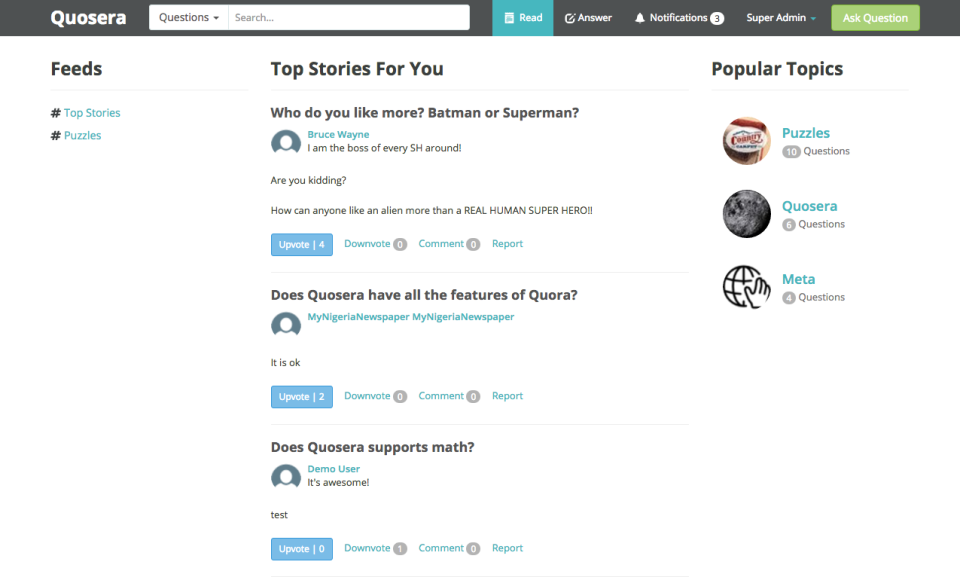 screenshot of Quosera