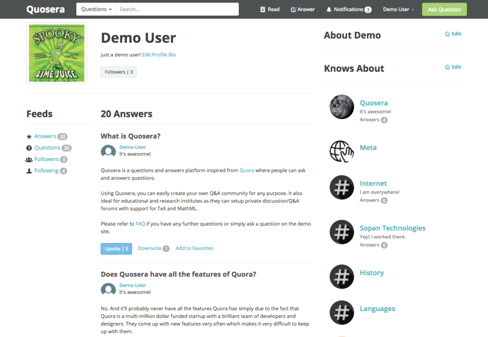 screenshot of Quosera