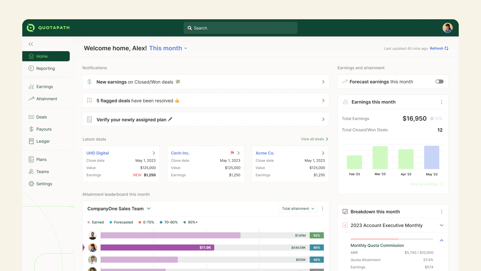 screenshot of QuotaPath