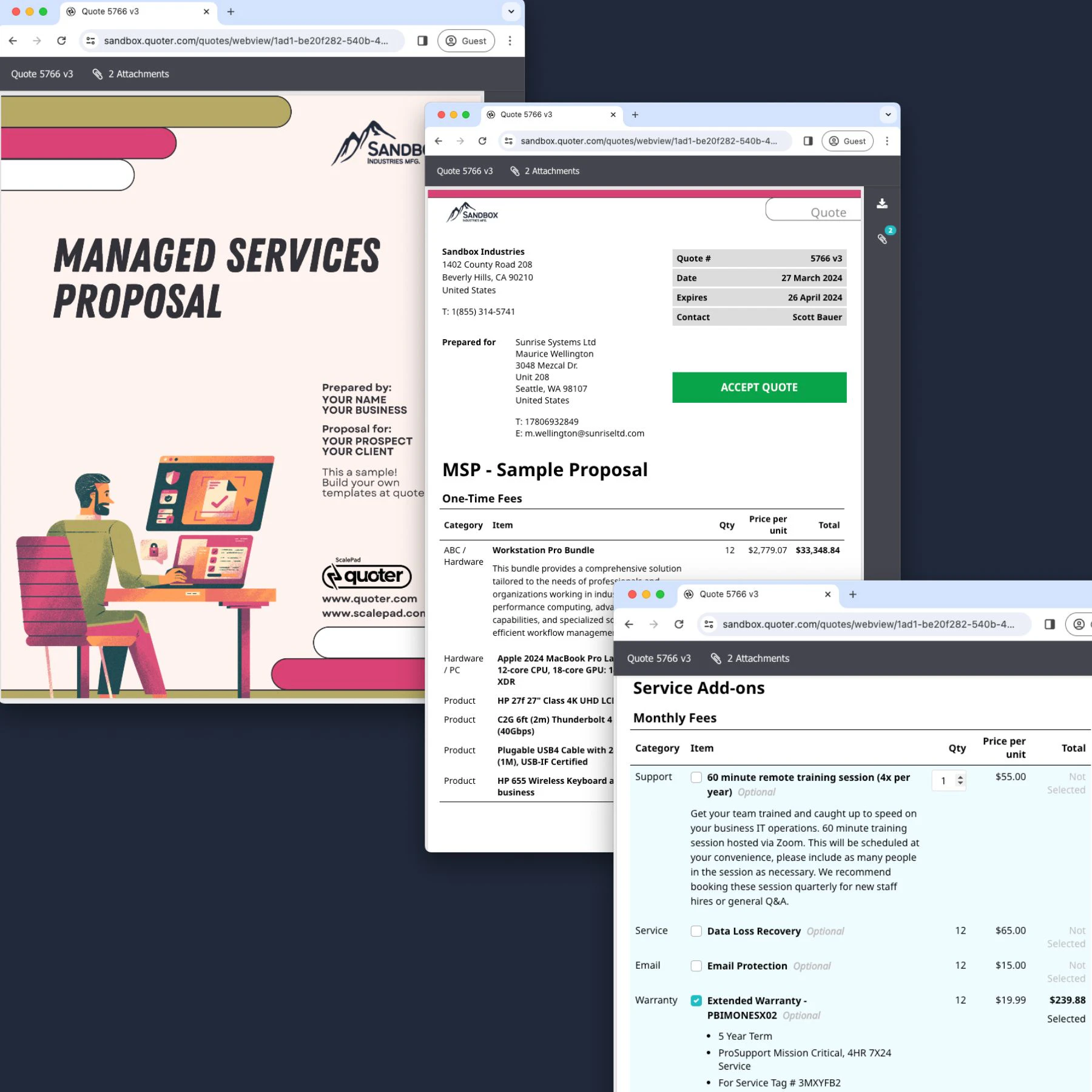 screenshot of Quoter