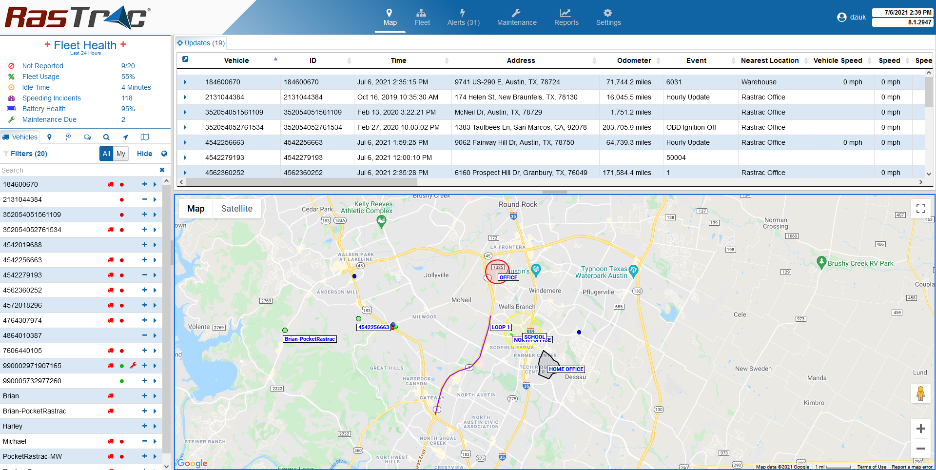 screenshot of RASTRAC