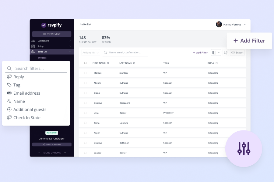 screenshot of RSVPify