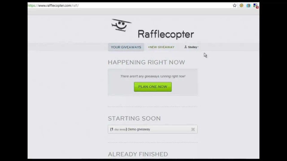 screenshot of Rafflecopter
